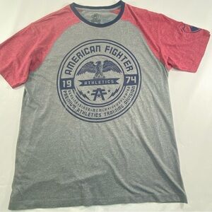American Fighter Coral Red & Gray Men’s Size 3XL Athletic T-Shirt With Graphics